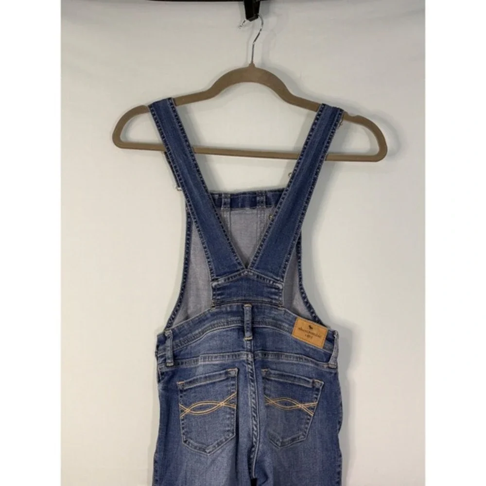 Abercrombie Kids Denim Overalls Kids Blue Distressed Stretch Medium Wash‎